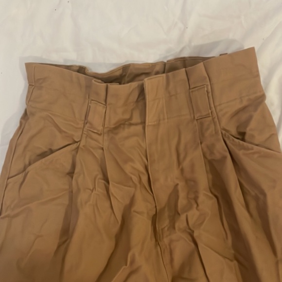 H&M BROWN TAN PAPERBAG BELTED WAIST A LINE SKIRT NWOT - Picture 2 of 4